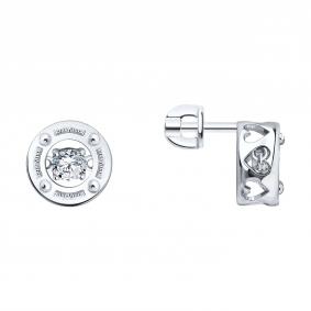 Серебряные серьги SOKOLOV с танцующим бриллианитом 94027763 94027763 фото