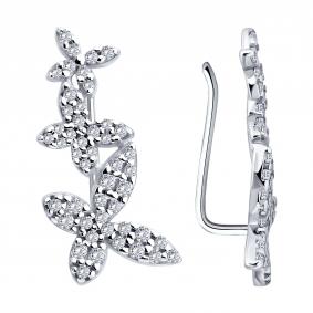 Серебряные серьги SOKOLOV 94027767 с фианитом 94027767 фото