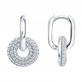 Серебряные серьги-трансформеры SOKOLOV с фианитом 94027772 94027772 фото