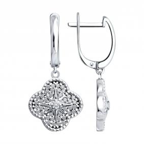 Серебряные серьги SOKOLOV 94027773 с фианитом 94027773 фото