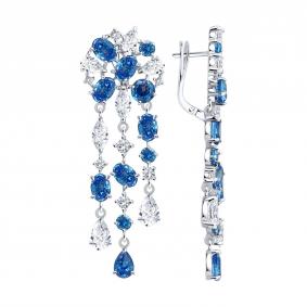 Серебряные серьги SOKOLOV 94027775 с фианитом 94027775 фото