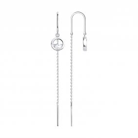 Серебряные серьги SOKOLOV 94027780 с фианитом 94027780 фото