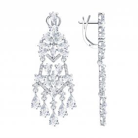 Серебряные серьги SOKOLOV 94027785 с фианитом 94027785 фото