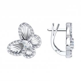 Серебряные серьги SOKOLOV 94027786 с фианитом 94027786 фото