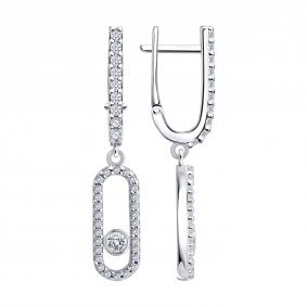 Серебряные серьги SOKOLOV 94027787 с фианитом 94027787 фото
