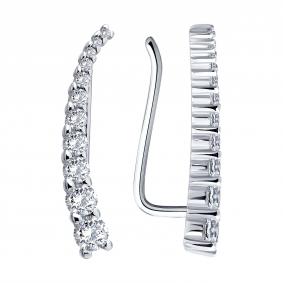 Серебряные серьги SOKOLOV 94027792 с фианитом 94027792 фото