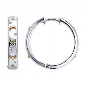 Серебряные серьги SOKOLOV 94027793 с фианитом 94027793 фото