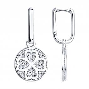 Серебряные серьги-трансформеры SOKOLOV с фианитом 94027795 94027795 фото