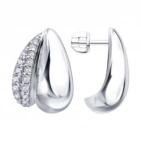 Серебряные серьги SOKOLOV 94027796 с фианитом 94027796 фото