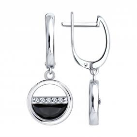 Серебряные серьги SOKOLOV 94027799 с фианитом 94027799 фото