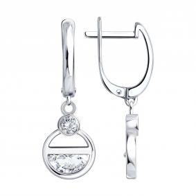Серебряные серьги SOKOLOV 94027800 с фианитом 94027800 фото