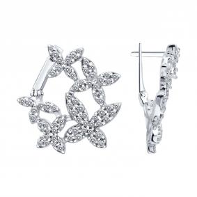 Серебряные серьги SOKOLOV 94027802 с фианитом 94027802 фото
