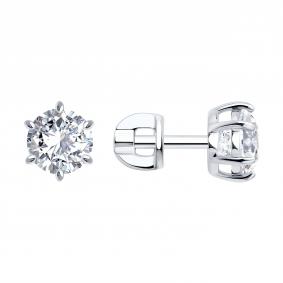 Серебряные серьги SOKOLOV с бриллианитом 94027803 94027803 фото