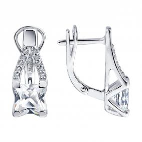 Серебряные серьги SOKOLOV 94027804 с фианитом 94027804 фото