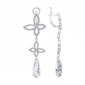 Серебряные серьги SOKOLOV 94027806 с фианитом 94027806 фото