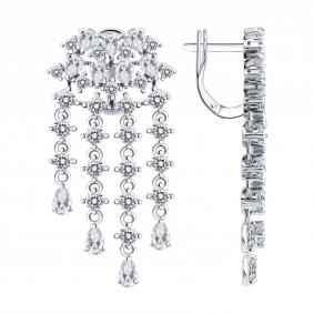 Серебряные серьги SOKOLOV 94027810 с фианитом 94027810 фото