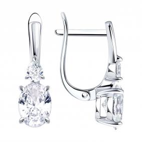 Серебряные серьги SOKOLOV 94027812 с фианитом 94027812 фото