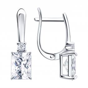 Серебряные серьги SOKOLOV 94027813 с фианитом 94027813 фото
