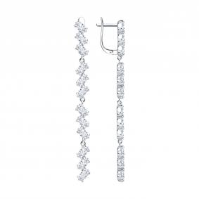 Серебряные серьги SOKOLOV 94027821 с фианитом 94027821 фото