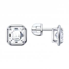 Серебряные серьги SOKOLOV 94027830 с фианитом 94027830 фото