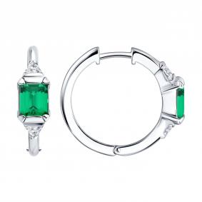Серебряные серьги SOKOLOV 94027903 с фианитом 94027903 фото