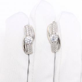 Серебряные серьги SOKOLOV 94027980 с фианитом 94027980 фото