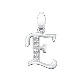 Серебряная подвеска-буква Е SOKOLOV с фианитом 94030452 94030452 фото