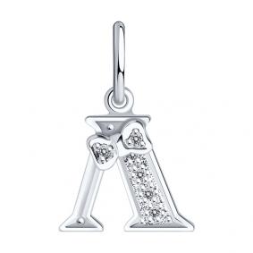 Серебряная подвеска-буква Л SOKOLOV с фианитом 94030475 94030475 фото