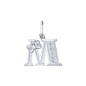 Серебряная подвеска-буква М SOKOLOV с фианитом 94030476 94030476 фото