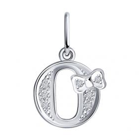 Серебряная подвеска-буква О SOKOLOV с фианитом 94030478 94030478 фото