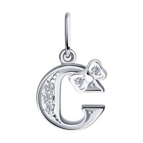 Серебряная подвеска-буква С SOKOLOV с фианитом 94030480 94030480 фото