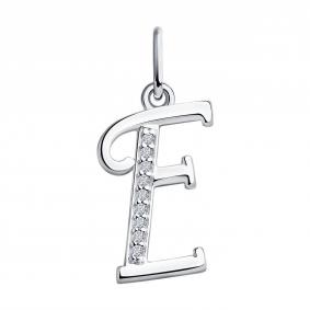 Серебряная подвеска-буква Е SOKOLOV с фианитом 94031367 94031367 фото