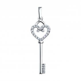 Серебряная подвеска SOKOLOV 94031590-91 с фианитом 94031590-91 фото
