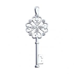 Серебряная подвеска SOKOLOV 94031605 с фианитом 94031605 фото