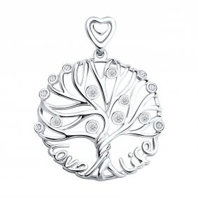 Серебряная подвеска SOKOLOV 94031634-91 с фианитом 94031634-91 фото