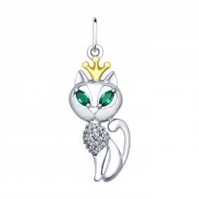 Серебряная подвеска SOKOLOV 94031877 с фианитом 94031877 фото