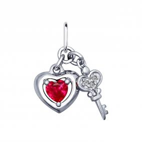 Серебряная подвеска SOKOLOV 94031883 с фианитом и рубиновым корундом 94031883 фото