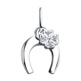Серебряная подвеска SOKOLOV 94031899 с фианитом 94031899 фото