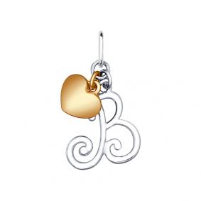 Серебряная подвеска-буква В SOKOLOV 94031917 94031917 фото