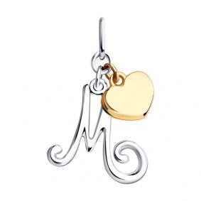 Серебряная подвеска-буква М SOKOLOV 94031921 94031921 фото