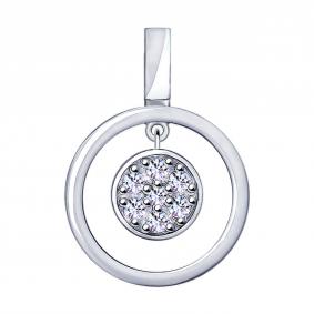 Серебряная подвеска SOKOLOV 94032182 с фианитом 94032182 фото