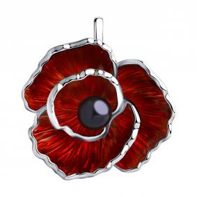 Серебряная подвеска SOKOLOV 94032398-91 с жемчугом и эмалью 94032398-91 фото