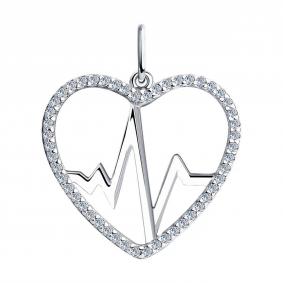 Серебряная подвеска SOKOLOV 94032492-91 с фианитом 94032492-91 фото