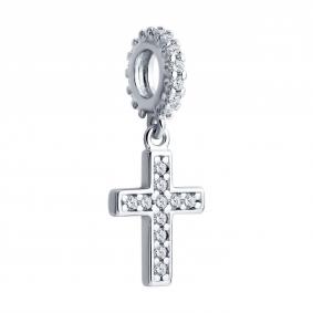 Серебряная подвеска-шарм крест SOKOLOV с фианитом 94032878-91 94032878-91 фото