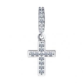 Серебряная подвеска-шарм крест SOKOLOV с фианитом 94032878 94032878 фото