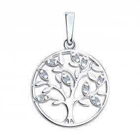 Серебряная подвеска SOKOLOV 94032891-91 с фианитом 94032891-91 фото