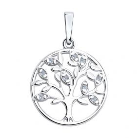 Серебряная подвеска SOKOLOV 94032891 с фианитом 94032891 фото