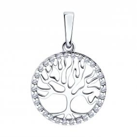 Серебряная подвеска SOKOLOV 94032949-91 с фианитом 94032949-91 фото