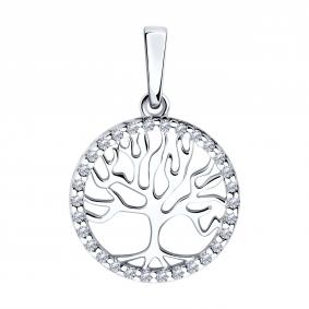 Серебряная подвеска SOKOLOV 94032949 с фианитом 94032949 фото