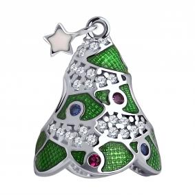 Серебряная подвеска-шарм SOKOLOV с фианитом, рубиновым корундом и эмалью 94033008 94033008 фото